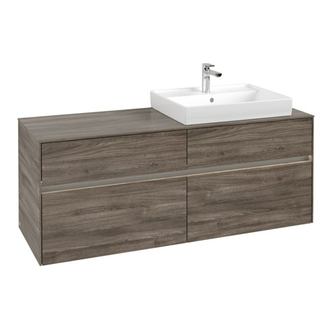 V&B Meuble sous lavabo Collaro 140x54,8x50 cm, vasque droite, LED 10W, st. Oa