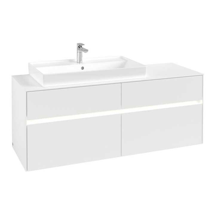 V&B Meuble sous lavabo Collaro 140x54,8x50 cm, WT l, LED 10W, blanc mat