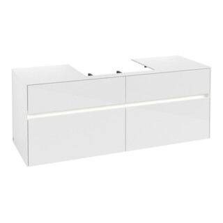 V&B Meuble sous lavabo Collaro 140x54,8x50 cm, WT mi, LED 10 W, blanc brillant