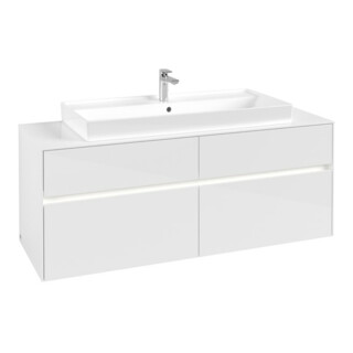 V&B Meuble sous-lavabo Collaro 140x54,8x50 cm, WT mi, LED 10 W, blanc brillant