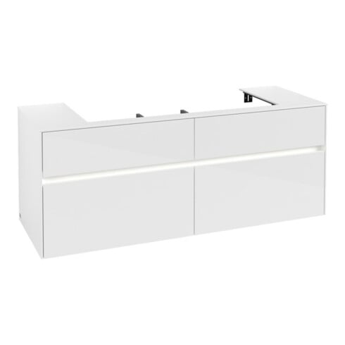 V&B Meuble sous-lavabo Collaro 140x54,8x50 cm, WT mi, LED 10 W, blanc brillant