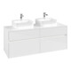 V&B Meuble sous lavabo Collaro 140x54,8x50cm, 2 tiroirs, LED 10 W, blanc brillant-1