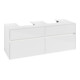 V&B Meuble sous lavabo Collaro 140x54,8x50cm, 2 tiroirs, LED 10 W, blanc brillant-3
