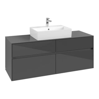 V&B Meuble sous-lavabo Collaro 140x54,8x50cm, avec évier central, gris brillant