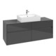 V&B Meuble sous-lavabo Collaro 140x54,8x50cm, avec évier central, gris brillant-1