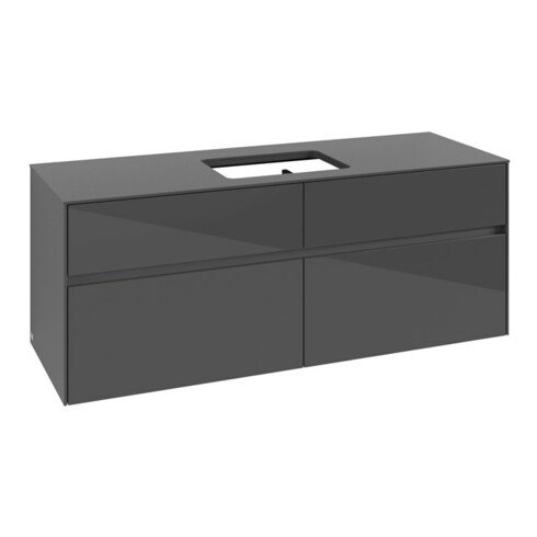 V&B Meuble sous lavabo Collaro 140x54,8x50cm, avec évier central, gris brillant