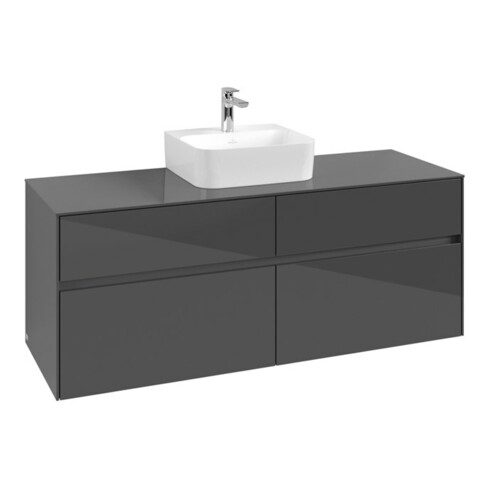 V&B Meuble sous-lavabo Collaro 140x54,8x50cm, avec évier centré, gris brillant