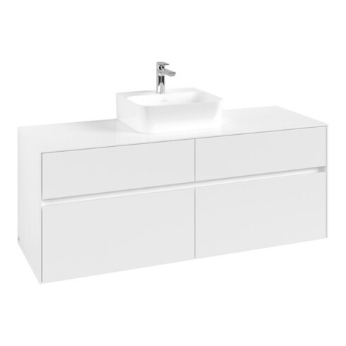 V&B Meuble sous lavabo Collaro 140x54,8x50cm, avec trou central, blanc mat