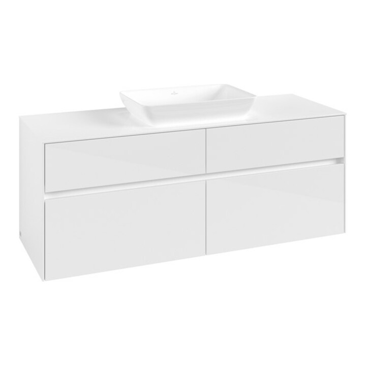 V&B Meuble sous lavabo Collaro 140x54,8x50cm, f WT central, blanc brillant