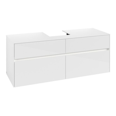 V&B Meuble sous lavabo Collaro 140x54,8x50cm, f WT mi, LED 10W, blanc brillant