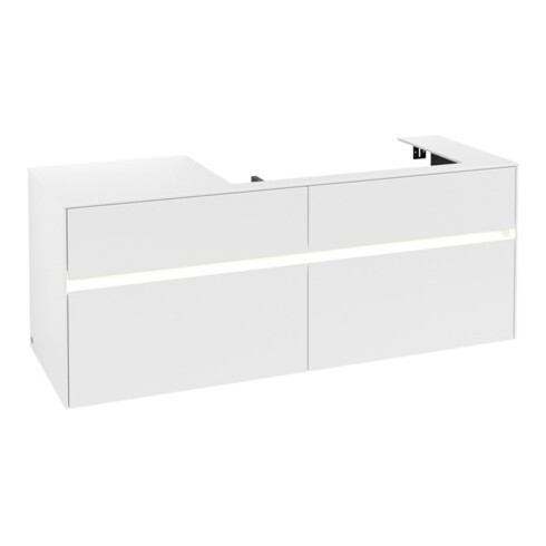 V&B Meuble sous-lavabo Collaro 140x54,8x50cm, lavabo à droite, avec LED, blanc mat