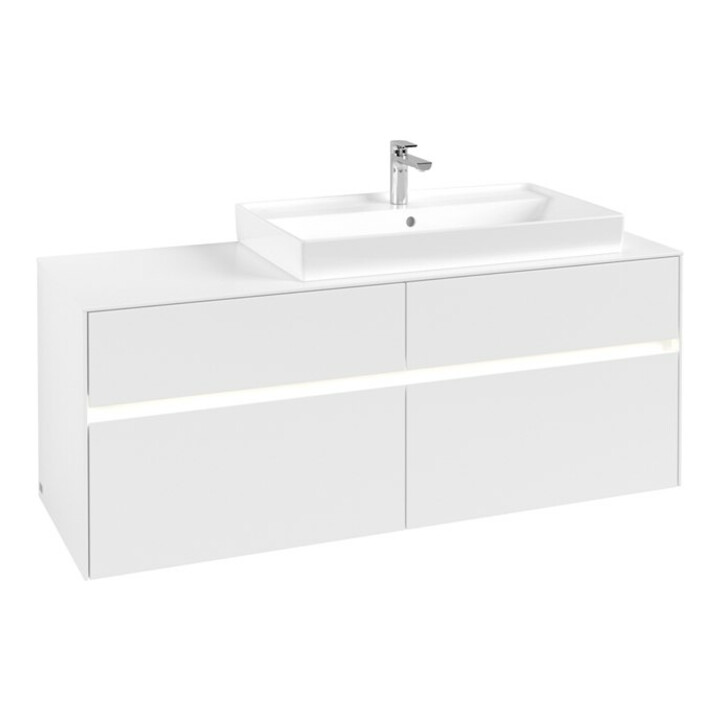 V&B Meuble sous-lavabo Collaro 140x54,8x50cm, lavabo à droite, avec LED, blanc mat