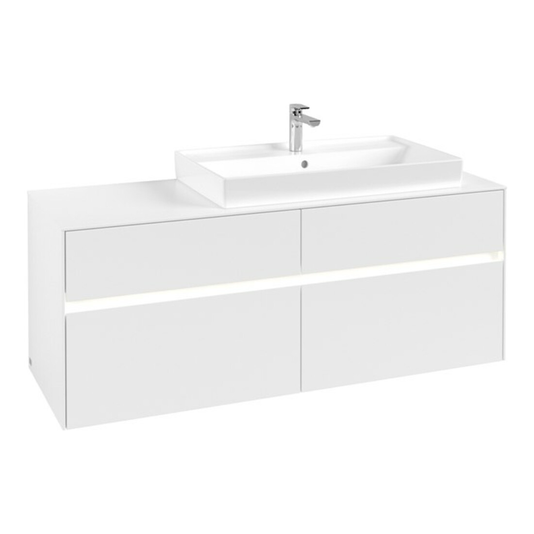V&B Meuble sous-lavabo Collaro 140x54,8x50cm, lavabo à droite, avec LED, blanc mat