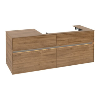 V&B Meuble sous lavabo Collaro 140x54,8x50cm, lavabo à droite, avec LED, Kan Oa