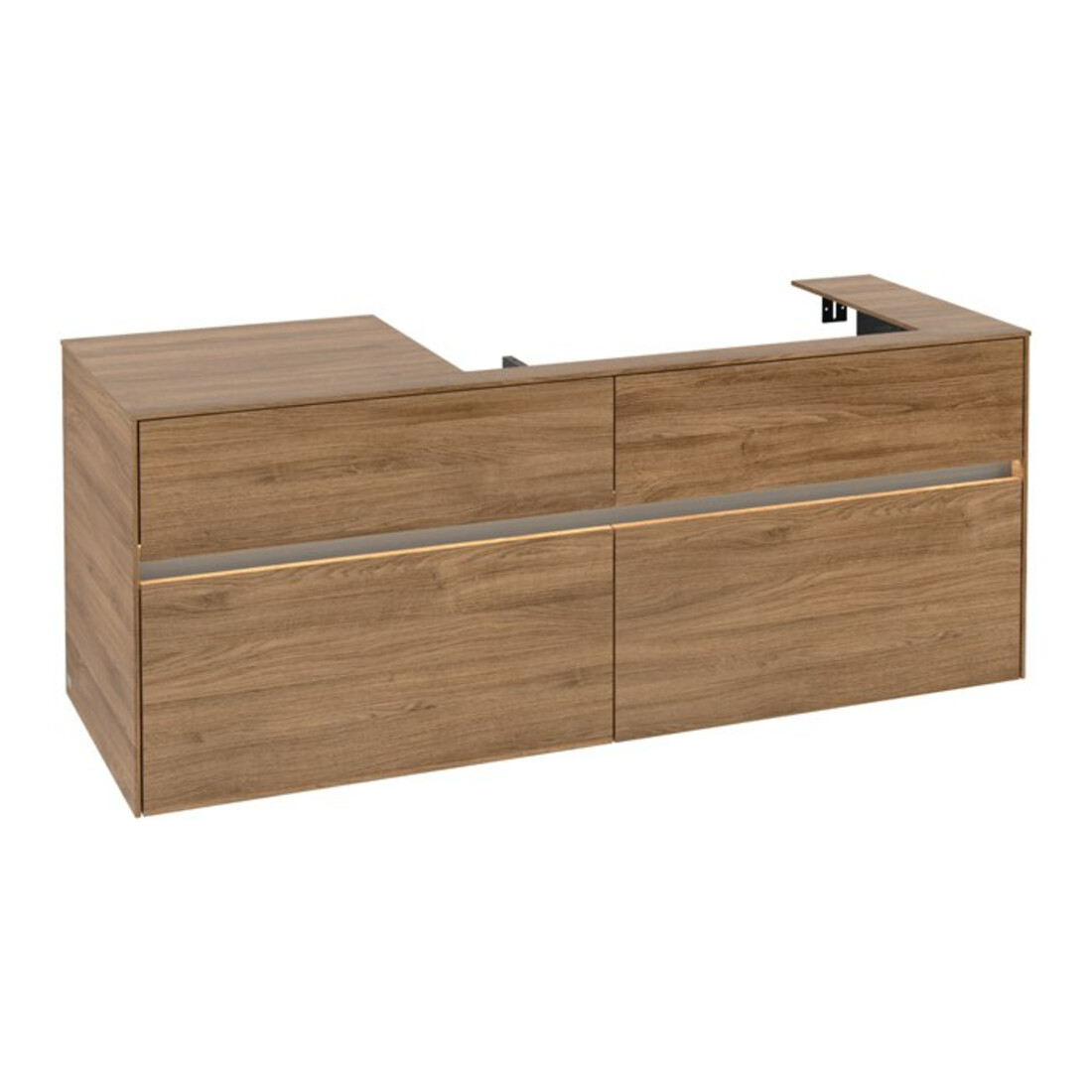 V&B Meuble sous lavabo Collaro 140x54,8x50cm, lavabo à droite, avec LED, Kan Oa