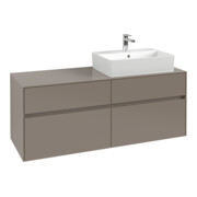 V&B Meuble sous-lavabo Collaro 140x54,8x50cm, lavabo à droite, bande LED 10W, Taupe