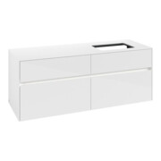 V&B Meuble sous-lavabo Collaro 140x54,8x50cm, lavabo à droite, LED 10W, blanc brillant