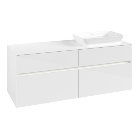 V&B Meuble sous-lavabo Collaro 140x54,8x50cm, lavabo à droite, LED 10W, blanc brillant