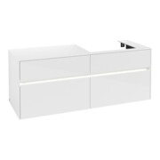 V&B Meuble sous-lavabo Collaro 140x54,8x50cm, lavabo droit, LED 10W, blanc brillant