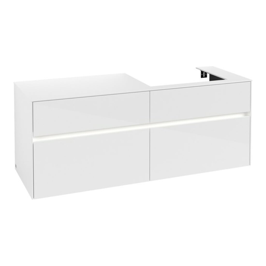 V&B Meuble sous-lavabo Collaro 140x54,8x50cm, lavabo droit, LED 10W, blanc brillant