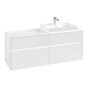 V&B Meuble sous-lavabo Collaro 140x54,8x50cm, lavabo droit, LED 10W, blanc brillant-4