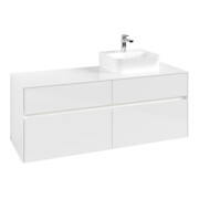 V&B Meuble sous-lavabo Collaro 140x54,8x50cm, lavabo droit, LED 10W, blanc brillant