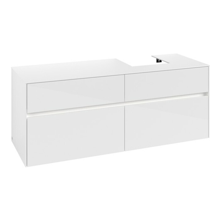 V&B Meuble sous-lavabo Collaro 140x54,8x50cm, lavabo droit, LED 10W, blanc brillant
