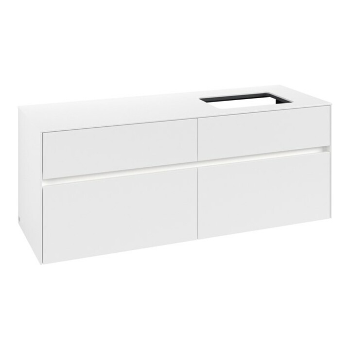 V&B Meuble sous-lavabo Collaro 140x54,8x50cm, Lavabo droit, LED 10W, blanc mat