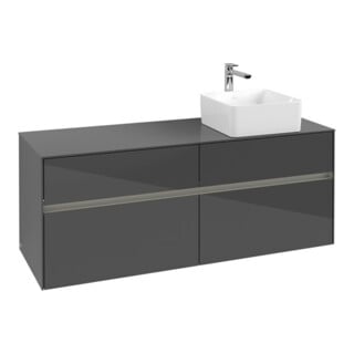 V&B Meuble sous-lavabo Collaro 140x54,8x50cm, lavabo droite, LED 10W, glo Gr