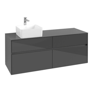 V&B Meuble sous lavabo Collaro 140x54,8x50cm, LV gauche, Gris brillant