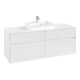 V&B Meuble sous-lavabo Collaro 140x54,8x50cm, pour lavabo central, blanc brillant-1