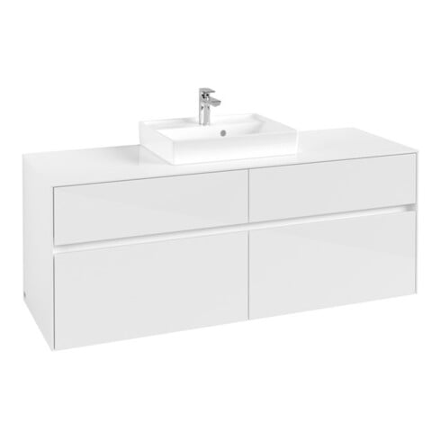 V&B Meuble sous-lavabo Collaro 140x54,8x50cm, pour lavabo central, blanc brillant