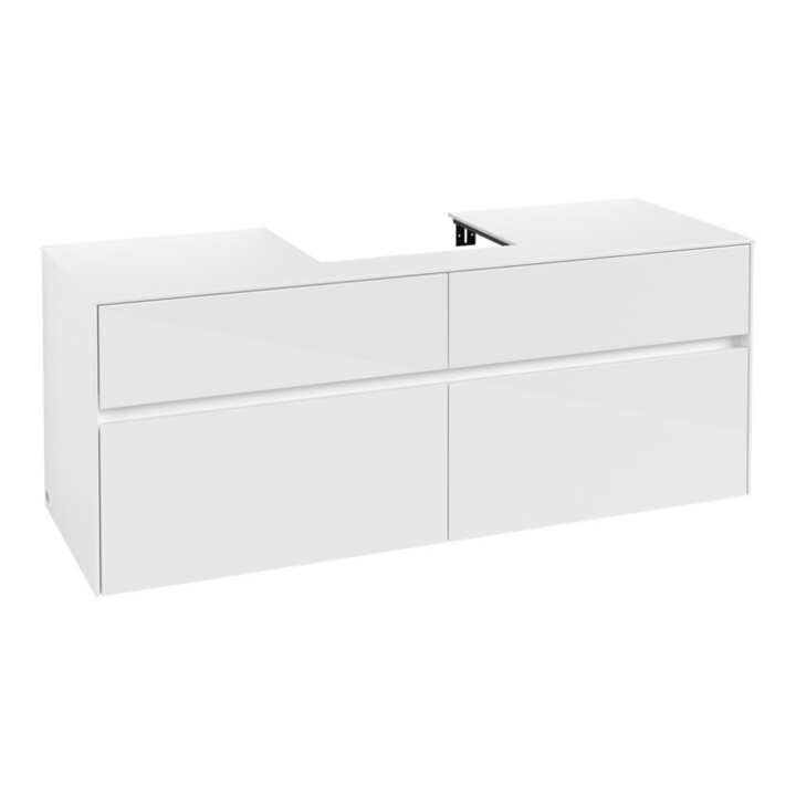 V&B Meuble sous-lavabo Collaro 140x54,8x50cm, pour lavabo central, blanc brillant