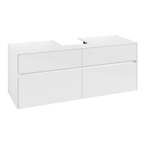V&B Meuble sous lavabo Collaro 140x54,8x50cm, pour lavabo central, blanc brillant