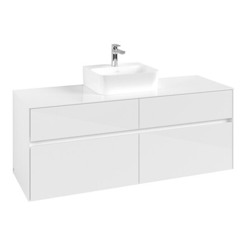 V&B Meuble sous lavabo Collaro 140x54,8x50cm, pour lavabo central, blanc brillant