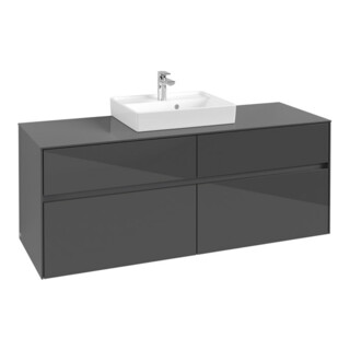 V&B Meuble sous lavabo Collaro 140x54,8x50cm, pour WT central, gris brillant