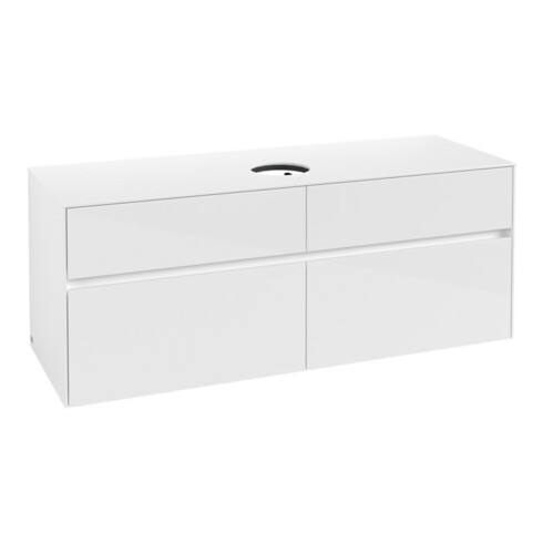 V&B Meuble sous-lavabo Collaro 140x54,8x50cm, vasque centrale, blanc brillant
