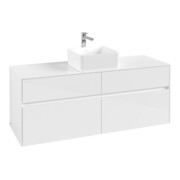 V&B Meuble sous-lavabo Collaro 140x54,8x50cm, vasque centrale, blanc brillant-4