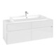 V&B Meuble sous lavabo Collaro 140x54,8x50cm, vasque centrale, blanc brillant-1