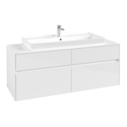 V&B Meuble sous lavabo Collaro 140x54,8x50cm, vasque centrale, blanc brillant
