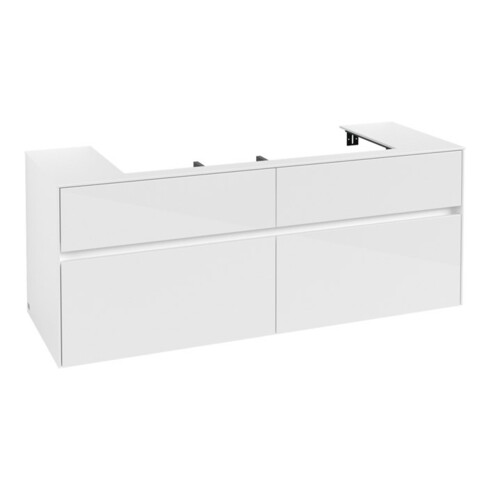 V&B Meuble sous lavabo Collaro 140x54,8x50cm, vasque centrale, blanc brillant