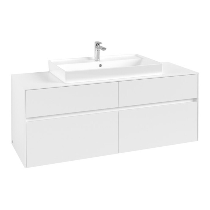 V&B Meuble sous lavabo Collaro 140x54,8x50cm, vasque centrale, blanc mat