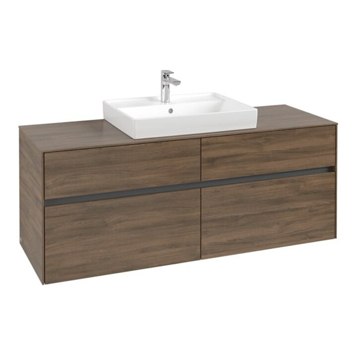 V&B Meuble sous lavabo Collaro 140x54,8x50cm, vasque centrale, chêne Arizona