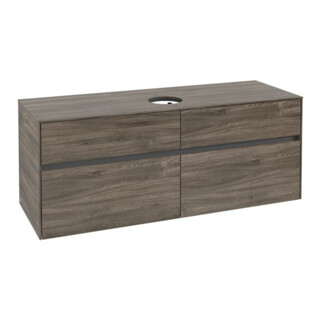 V&B Meuble sous lavabo Collaro 140x54,8x50cm, vasque centrale, chêne stone