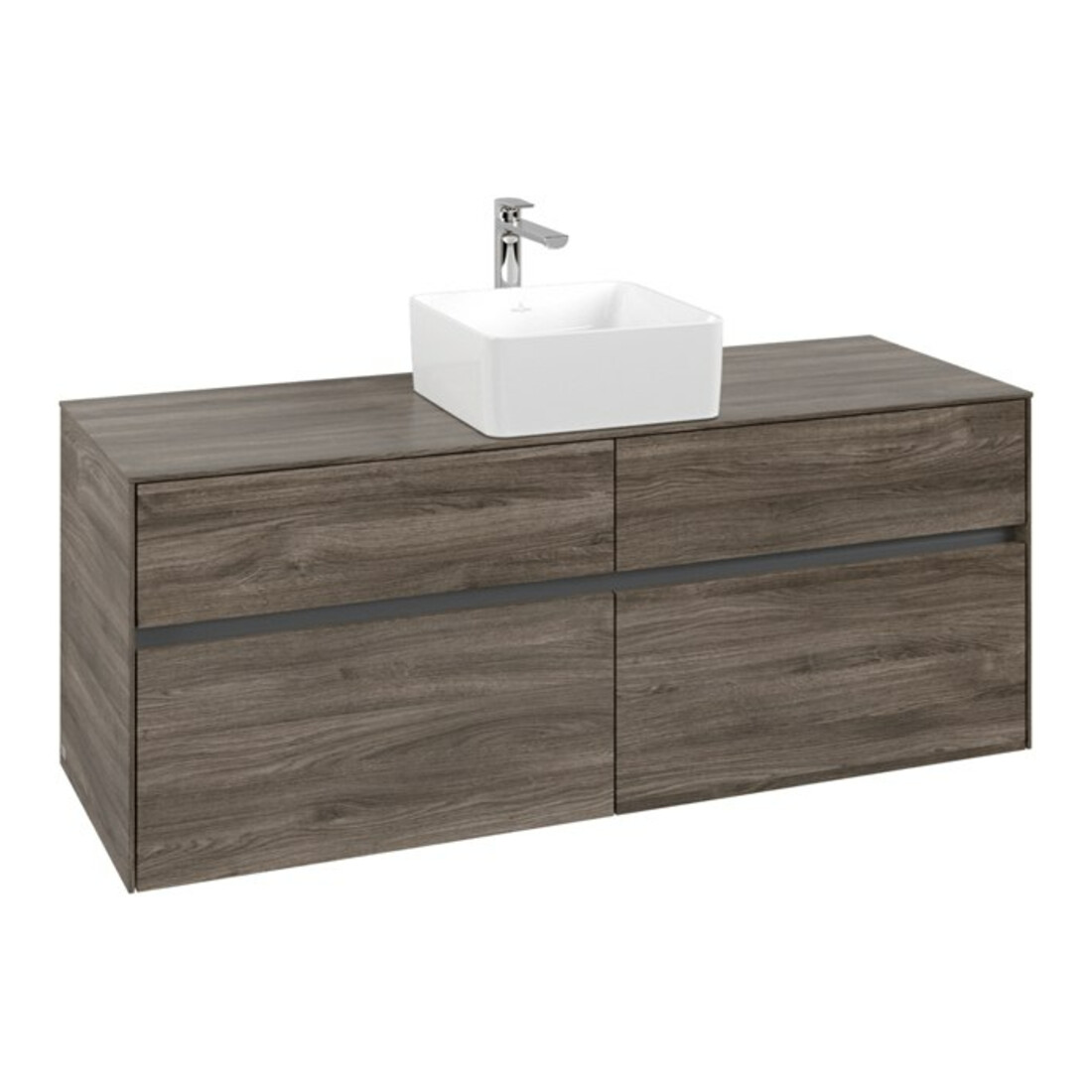V&B Meuble sous lavabo Collaro 140x54,8x50cm, vasque centrale, chêne stone