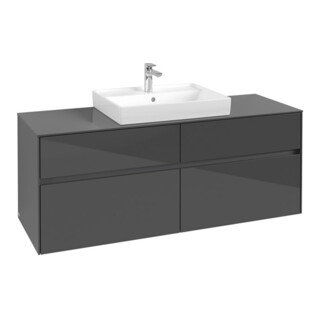 V&B Meuble sous lavabo Collaro 140x54,8x50cm, vasque centrale, gris brillant