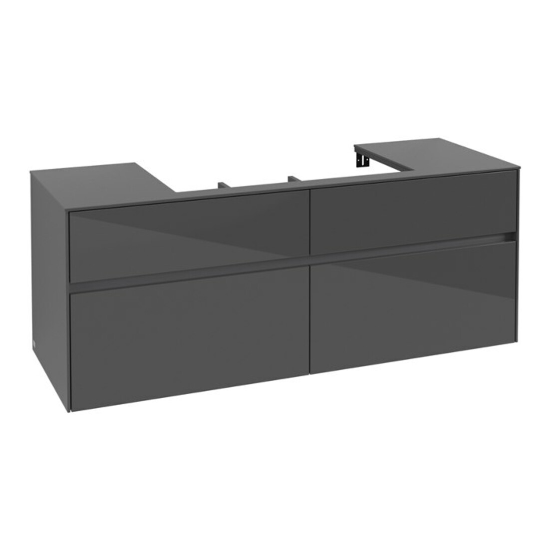 V&B Meuble sous lavabo Collaro 140x54,8x50cm, vasque centrale, gris brillant
