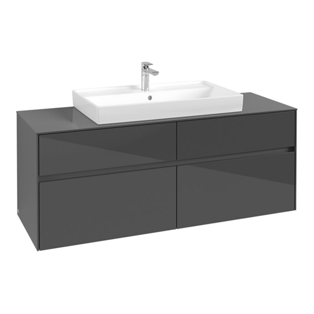 V&B Meuble sous lavabo Collaro 140x54,8x50cm, vasque centrale, gris brillant