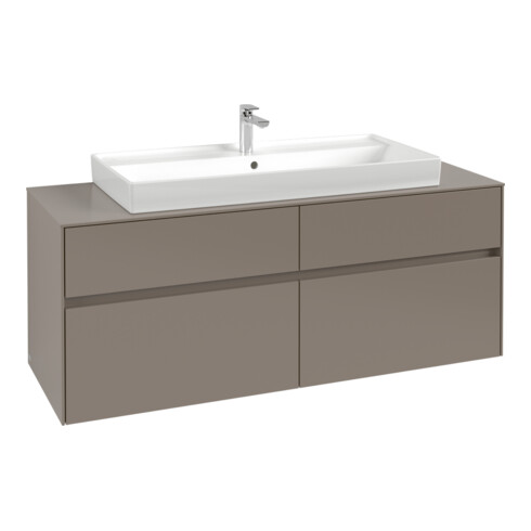 V&B Meuble sous-lavabo Collaro 140x54,8x50cm, vasque centrale, noir volcan