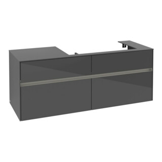 V&B Meuble sous-lavabo Collaro 140x54,8x50cm, vasque droite, avec LED, glo Gr